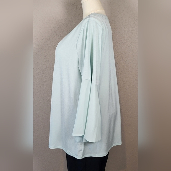 CATO Light Mint Green Embellished Neckline Bell Sleeve Top - Plus Size 18/20W - Picture 6 of 10